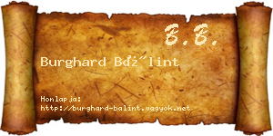 Burghard Bálint névjegykártya
